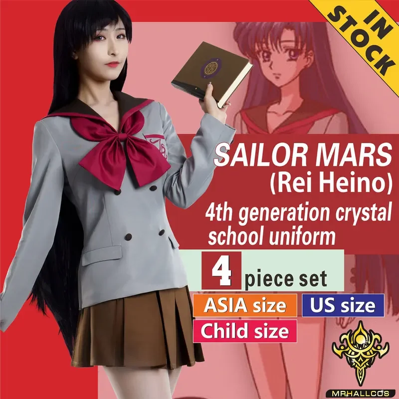

MRHALLCOS аниме косплей Сейлор Марс Рей Хино Мун Хрустальная школьная форма костюм Хэллоуин JK технические Детские Взрослые женщины Plus