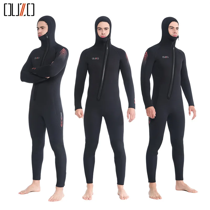 

OUZO 7mm High-Quality Diving Suit Men'S One-Piece Thickened Warm Cr Super Elastic Free Diving Surfing Suit