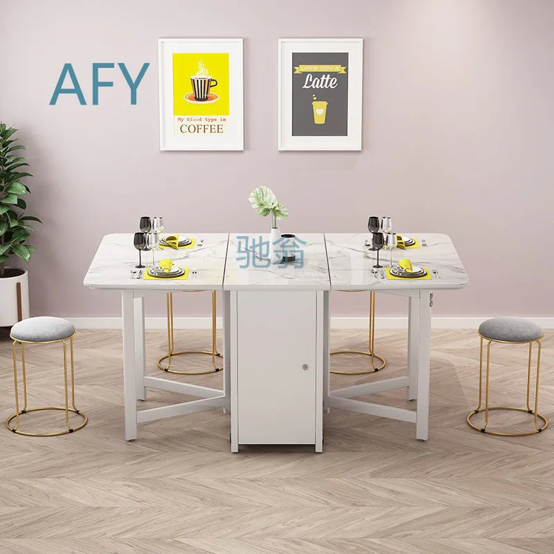 fLE folding dining table and chair set for small spaces portable multifunctional rectangular home dining table for apartment