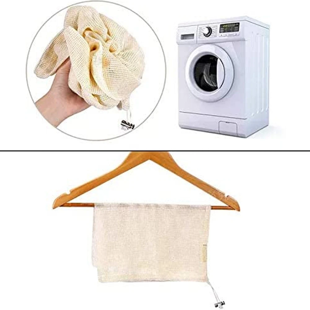 RALCA-9 PCS Set Of Reusable Mesh Produce Bags For Grocery, Vegetable & Fresh Produce Storage Cotton Bags