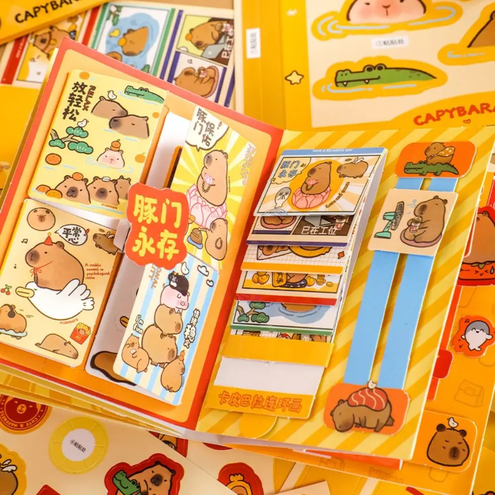 Kapibara Capybara Quiet Book Toys Handmade Anime Activity Books Capibara Sticker Book Paper Hand Ledger DIY Kids Busy Book Toy