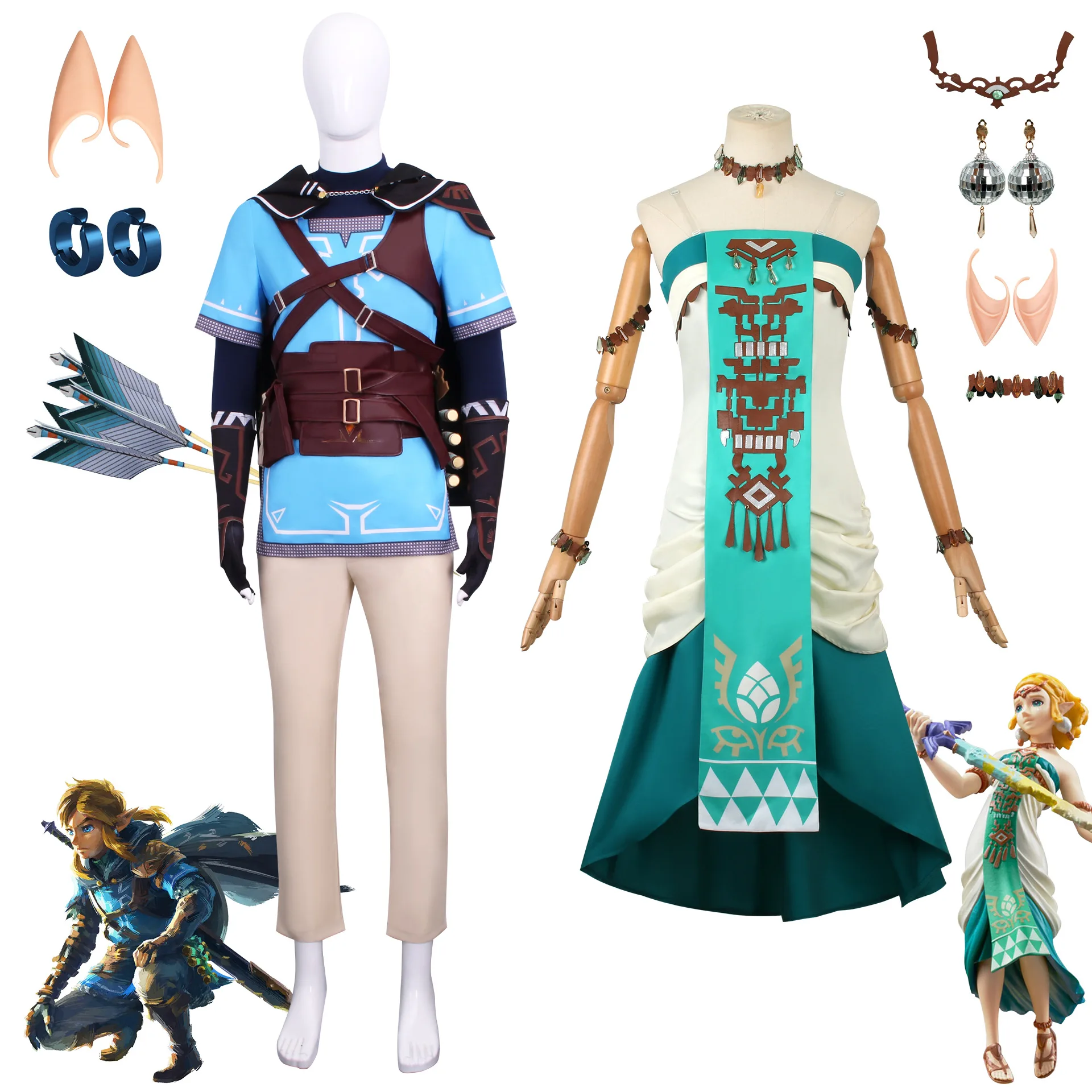 

The Legend of Zelda 2 Tears of The Kingdom, Link Zelda Cosplay Princess Zelda Dress Cosplay Suit