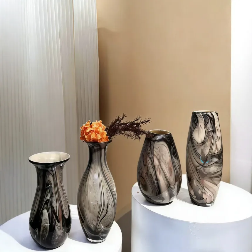

HP Modern glazed vase ornament, medieval living room flower arrangement, home soft decoration