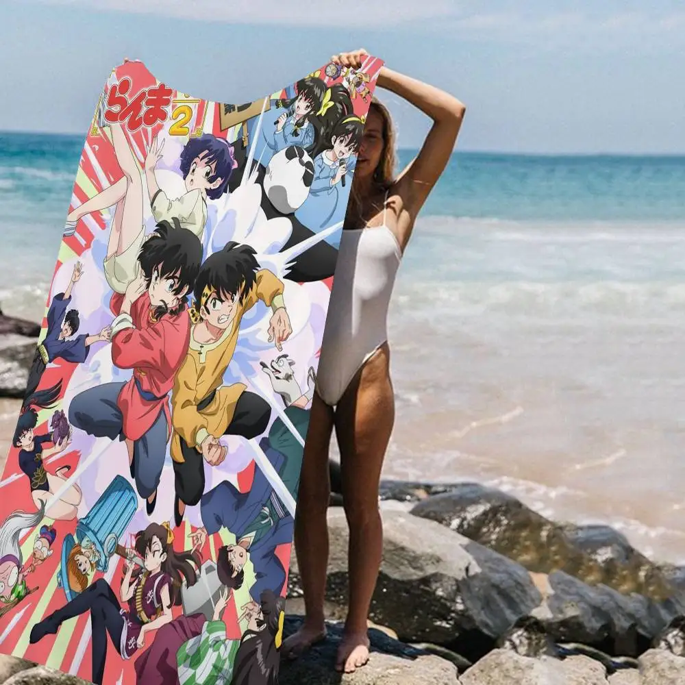 Anime Ranma 12 Bath Towel Microfiber Soft Water Absorbing Breathable For Girl Kids Decorative Cartoon Beach Towel