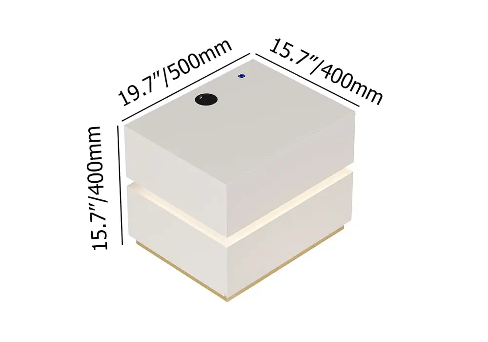 Smart Nightstand 2-Pack Wireless Charging USB & Type-C LED 2 Drawers White Bedside Table Bedroom Storage, Customized
