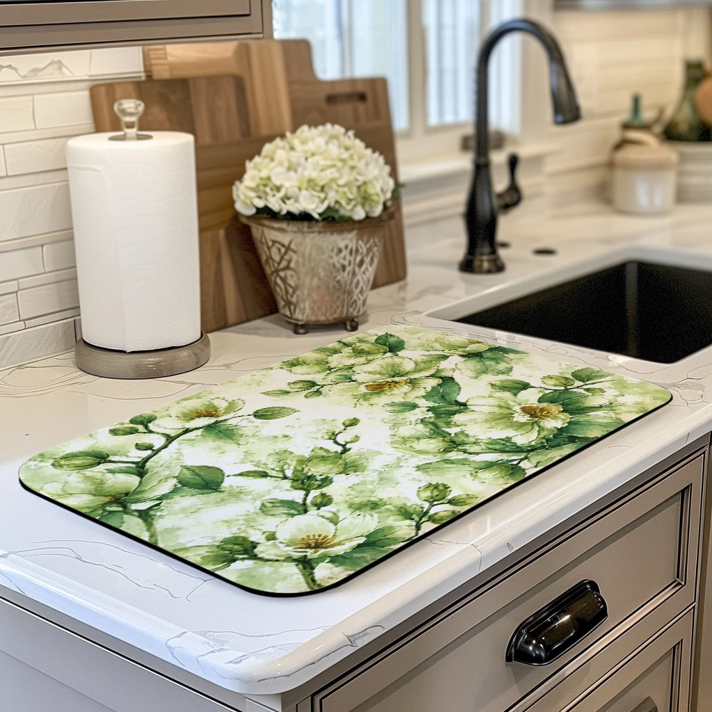 Vibrant Floral Pattern Polyester Absorbent Mat - Decorative Mat for Home, Stylish Indoor & Outdoor Use