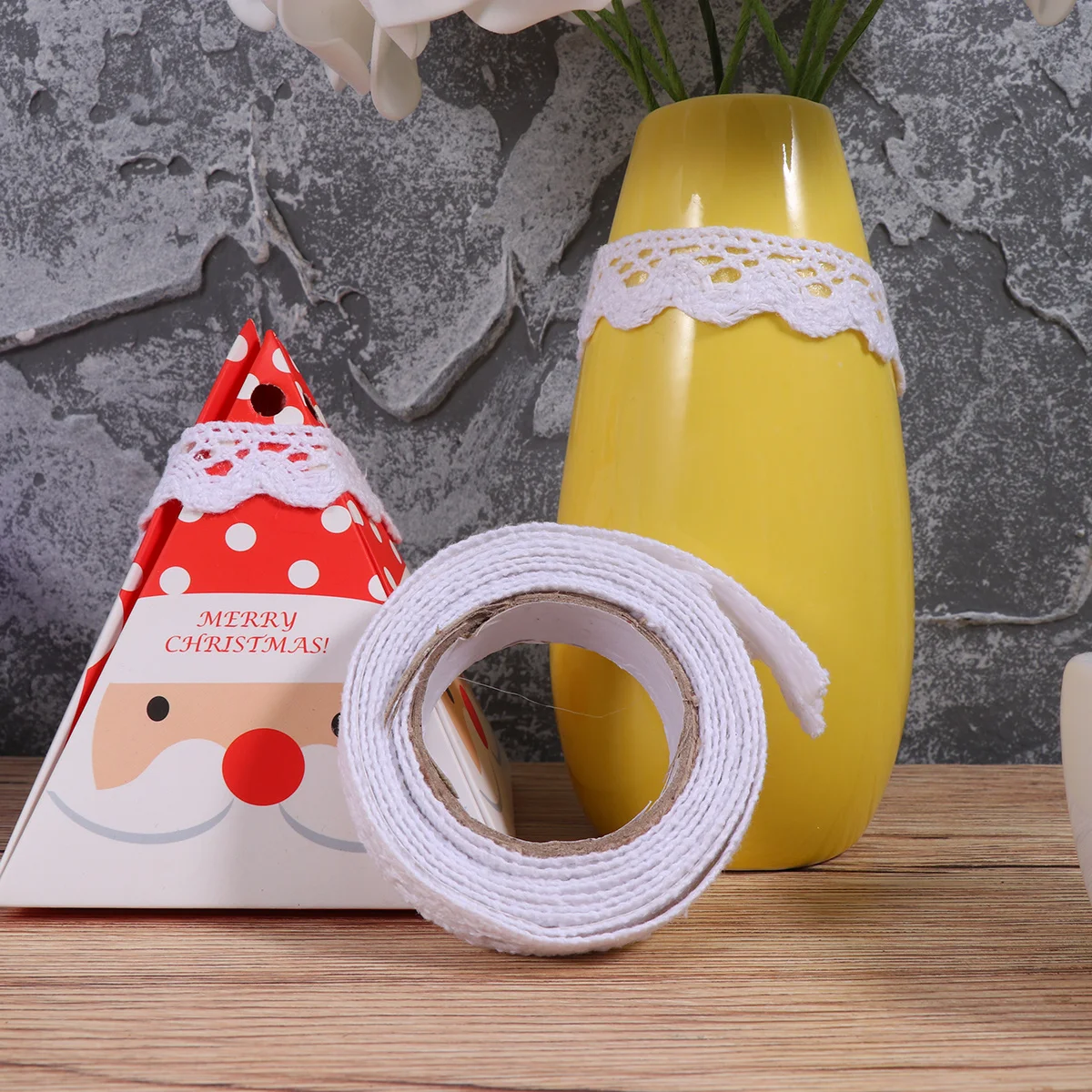 Lace Tape Self Adhesive White Cotton Ribbon for Scrapbooking Crafts Wrapping Projects Cards and Diary Decoration