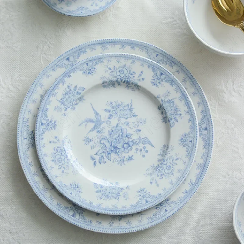 

Painted Peony Underglaze Ceramic Dinner Plate English Pastoral Ceramic Steak Pasta Plate Western Tableware Afternoon Tea Dishes