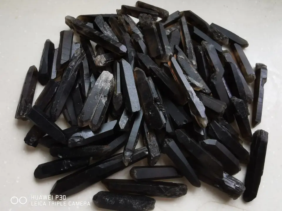 100g(3-6P) Rare Himalayan Black SMOKY QUARTZ Crystal Point Lemurian Specimen