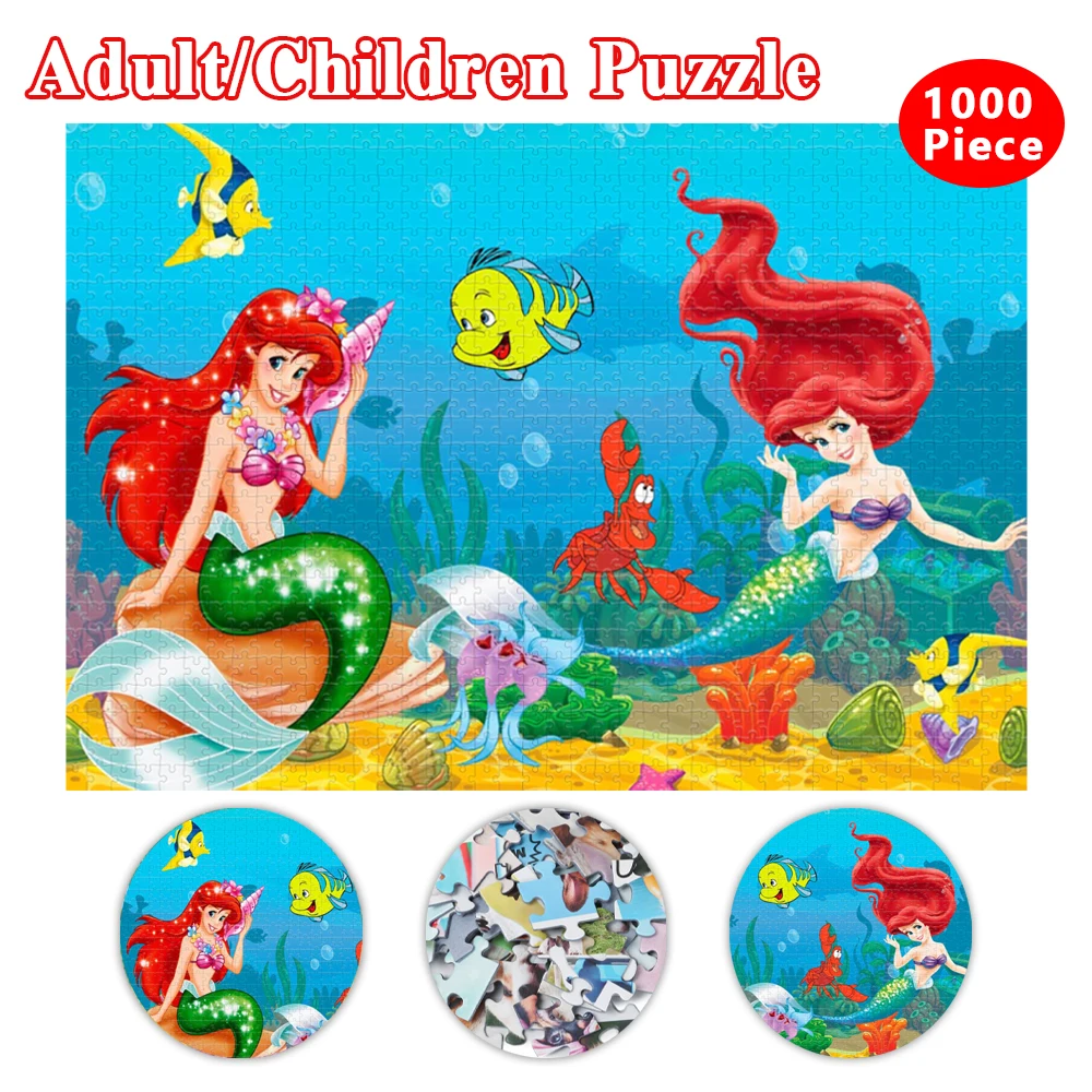 

Disney Princess Ariel Educational Toys Jigsaw Puzzles The Little Mermaid 35/300/500/1000 Pieces Puzzles for Adults Puzzles Toys