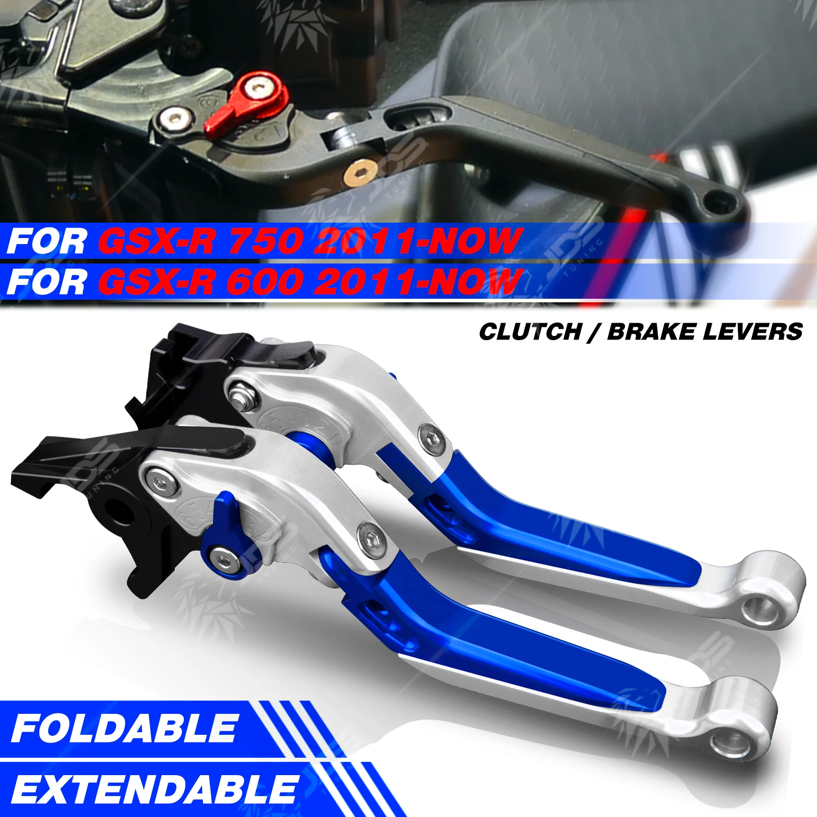 

JDSTUNING Для Suzuki GSXR 750/600 2011-Н.В. Комплект складных регулируемых рычагов сцепления и тормоза, аксессуары и запчасти
