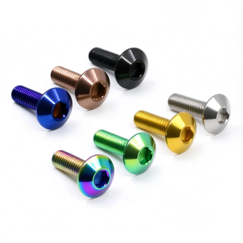 Titanium Alloy Pan-Head Hex Socket Screws M5 M6 M8 Round-Head Hex Socket Screws Suitable for Motorcycles/Bicycles Lengths:6-35mm