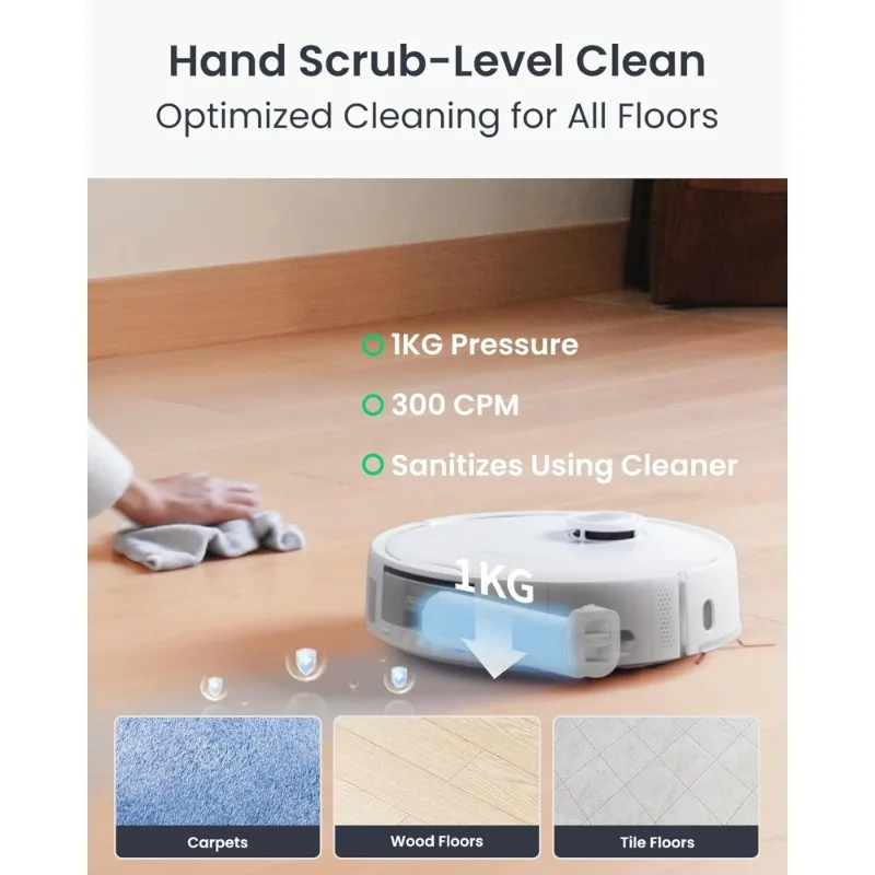 مكنسة كهربائية وممسحة 10000Pa شفط AI ملاحة ذاتية التفريغ ممسحة أوتوماتيكية جافة لأرضية سجادة شعر الحيوانات الأليفة تعمل مع أبل #3