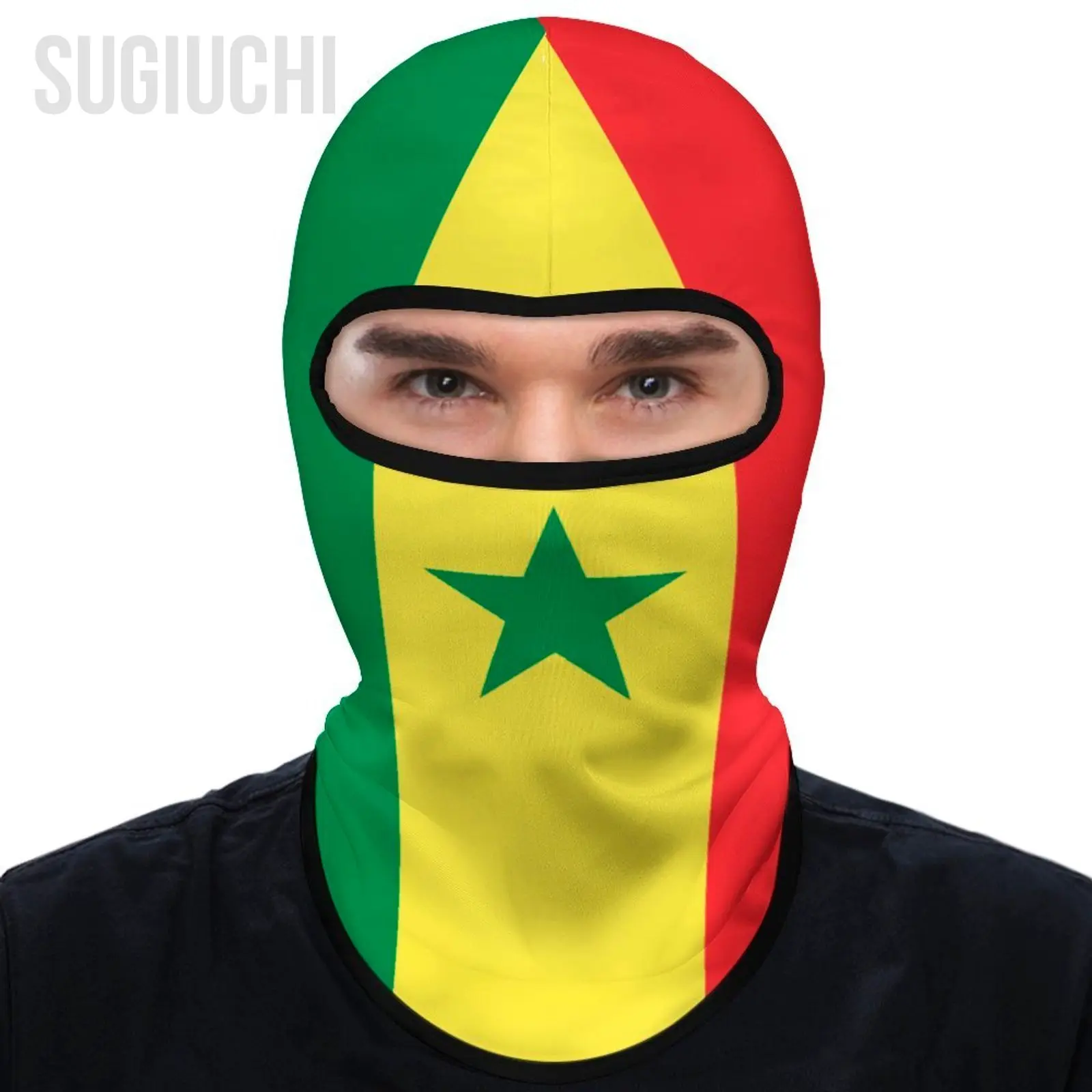 Senegal Flag Outdoor Cool Sunscreen Motorcycle Face Mask Moto Biker Wind Cap Mask Stopper Windproof Bicycle Cycling Headgear