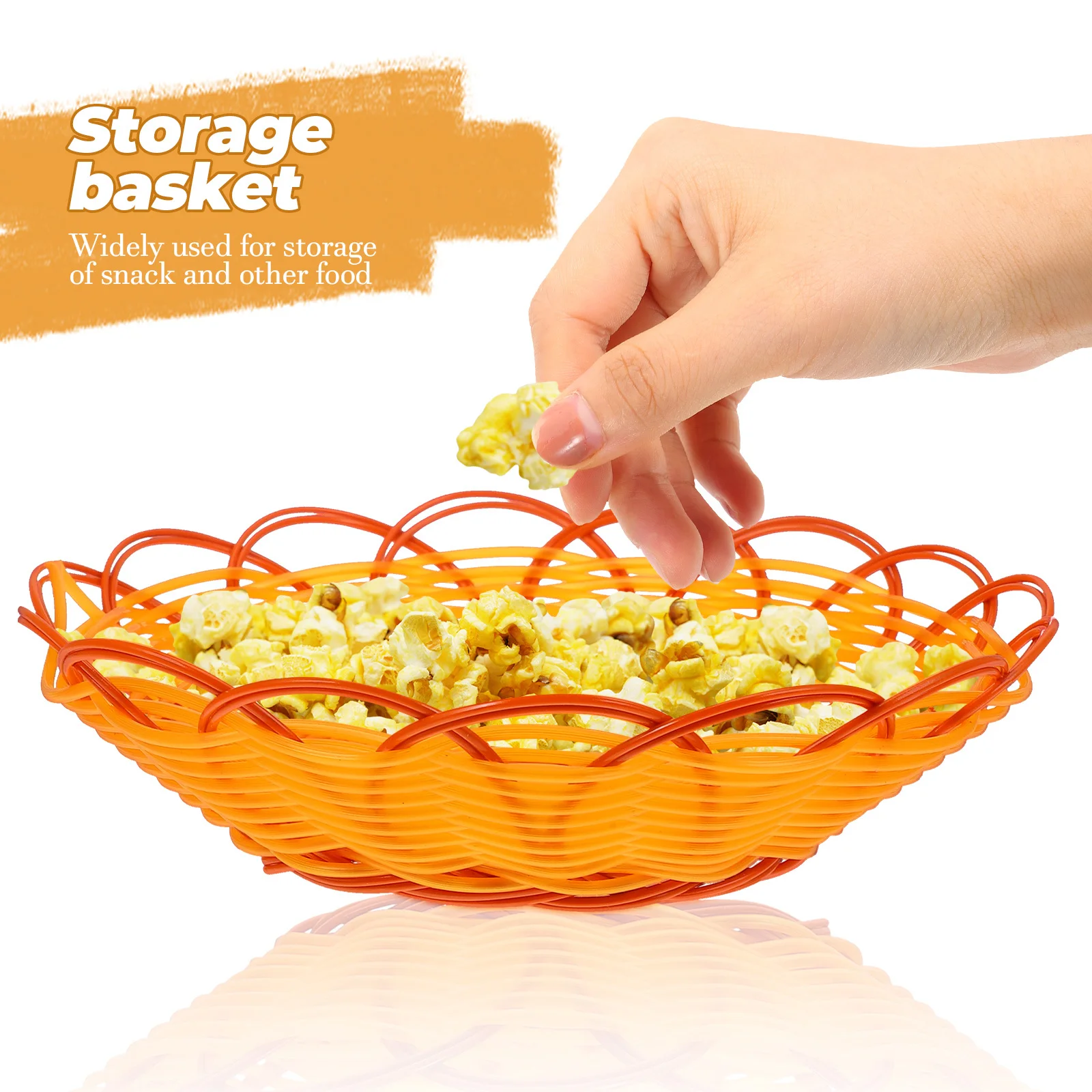 

3Pcs Simulation Rattan Woven Storage Basket Bread Fruit Snack Container Plastic Storage Organizer for Bathroom Kitchen Home