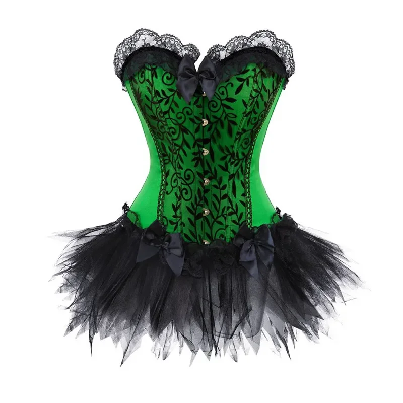 

Women Sexy Corset Dress Vintage Overbust Corsets Bustier Skirt Set Lace Fashion Plus Size Gothic Halloween Costume S-6XL