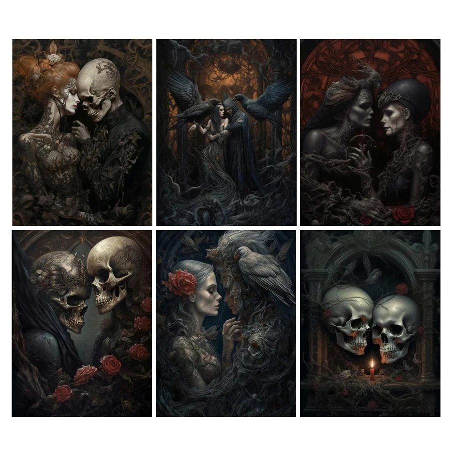 

Новая коллекция, алмазная живопись в виде черепа, вороны, пасхальные картины для творчества, полная мозаика, искусство, вышивка, картина, Настенный декор AA4876