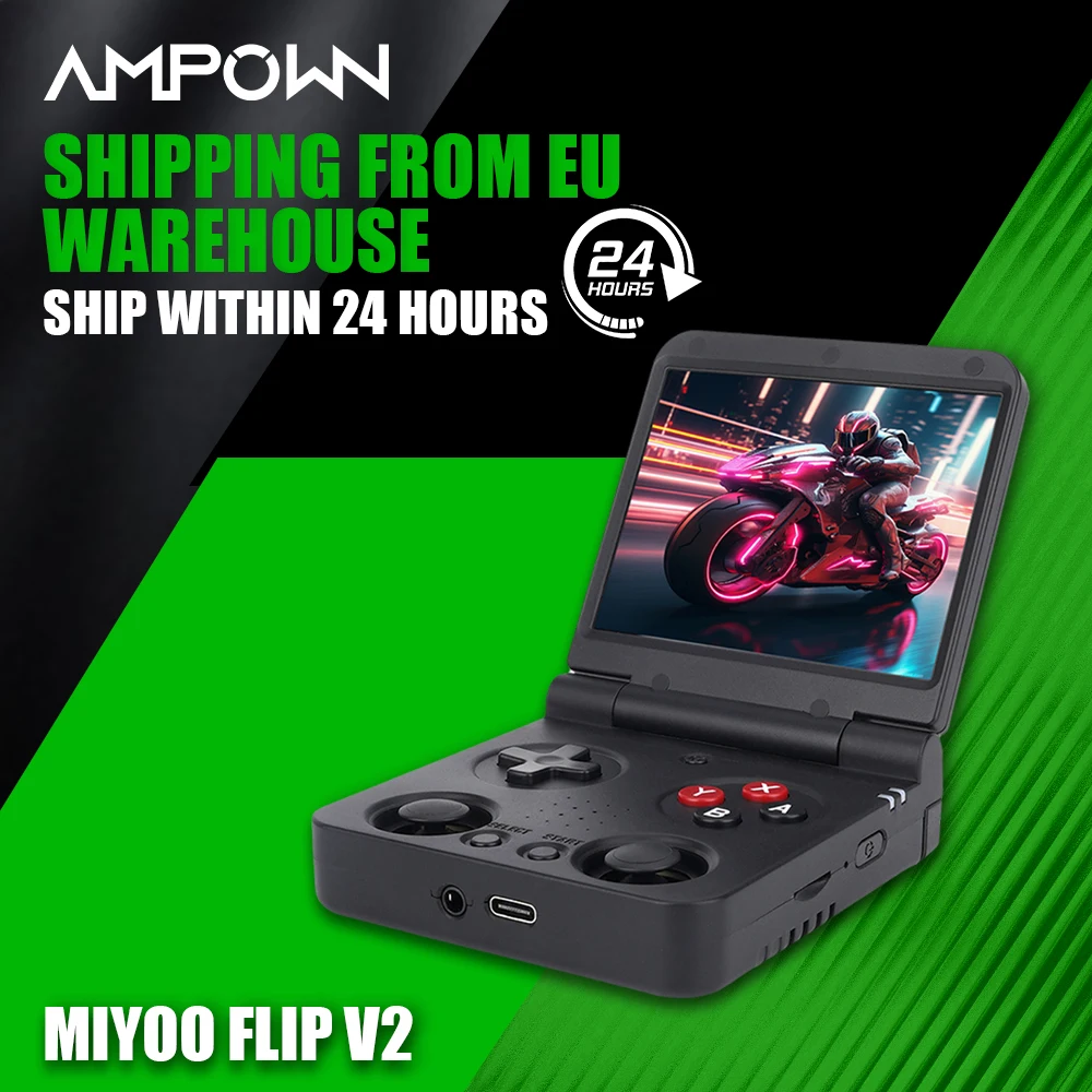Miyoo Flip V2 أضعاف مشغل ألعاب محمول وحدة تحكم ألعاب فيديو محمولة 3.5 ''IPS نظام لينكس قابل للطي ريترو وحدات تحكم ألعاب هدية