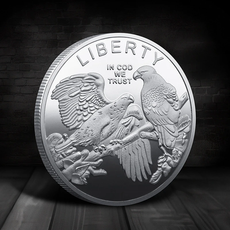 عملة تذكارية النسر الأمريكي الحرية عملة تذكارية النسر المزدوج محظوظ الذهب والفضة عملة ميدالية تذكارية ﻿