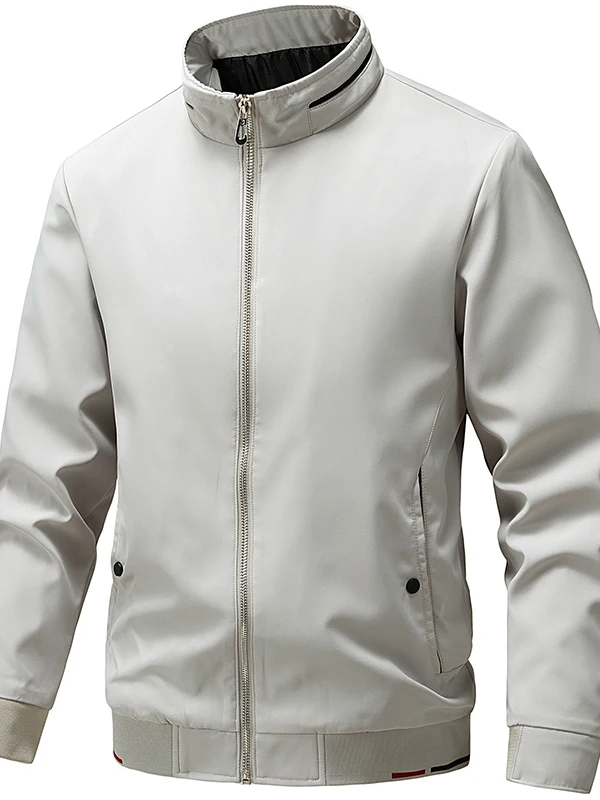 

Stanollar Men's Autumn Jaet Busin Casual Coat Slim Fit Polyester Nylon Cosite Fiber Windproof Zipper ket No Hat