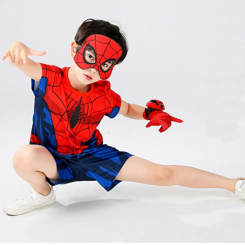 costume-originale-da-spider-man-per-bambini-con-orologio-maschera-e-completo-estivo-a-maniche-corte-per-asilo