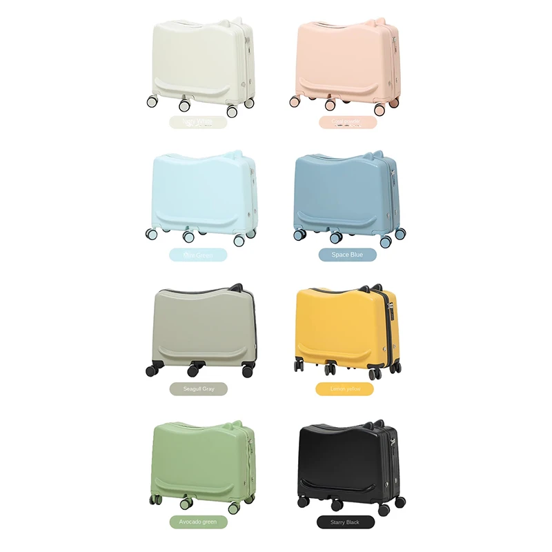 Kids Luggage ABS + PC Girls Can Sit Ride 22/24 inch Suitcase Children Push Pull Trolley Case Mute Six Wheels Password Box