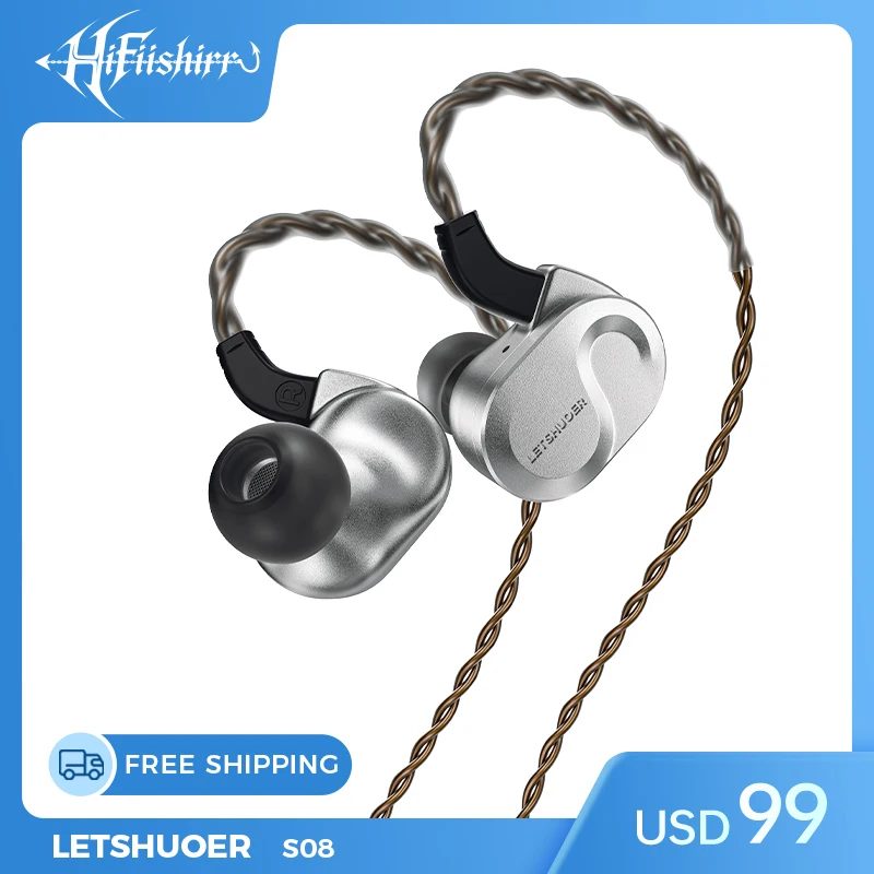 سماعة أذن Letshuoer S08 داخل الأذن بملف مزدوج 13 ملم سائق مغناطيسي مستو HiFi سماعات أذن سلكية مستو IEM