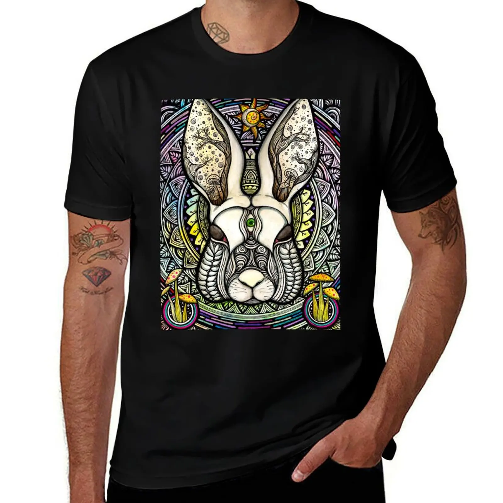 Trippy Psychedelic Rabbit T-Shirt Fashion Pattern Printed Tee Shirt T-Shirt