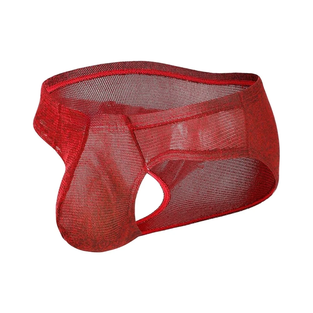 1pc Men's Ice Silk Mesh Boxer Briefs Sexy Mesh Sheer Low-rise Panties With Separate Pouch Breathable Cool Quick Dry Underwear