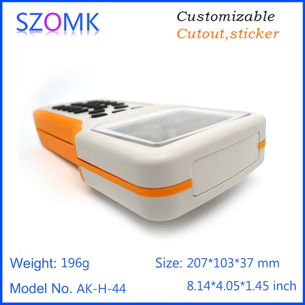 1 Piece 207*103*37 mm SZOMK Plastic handheld enclosure control box hot sales plastic enclosure casing pcb design with keypad