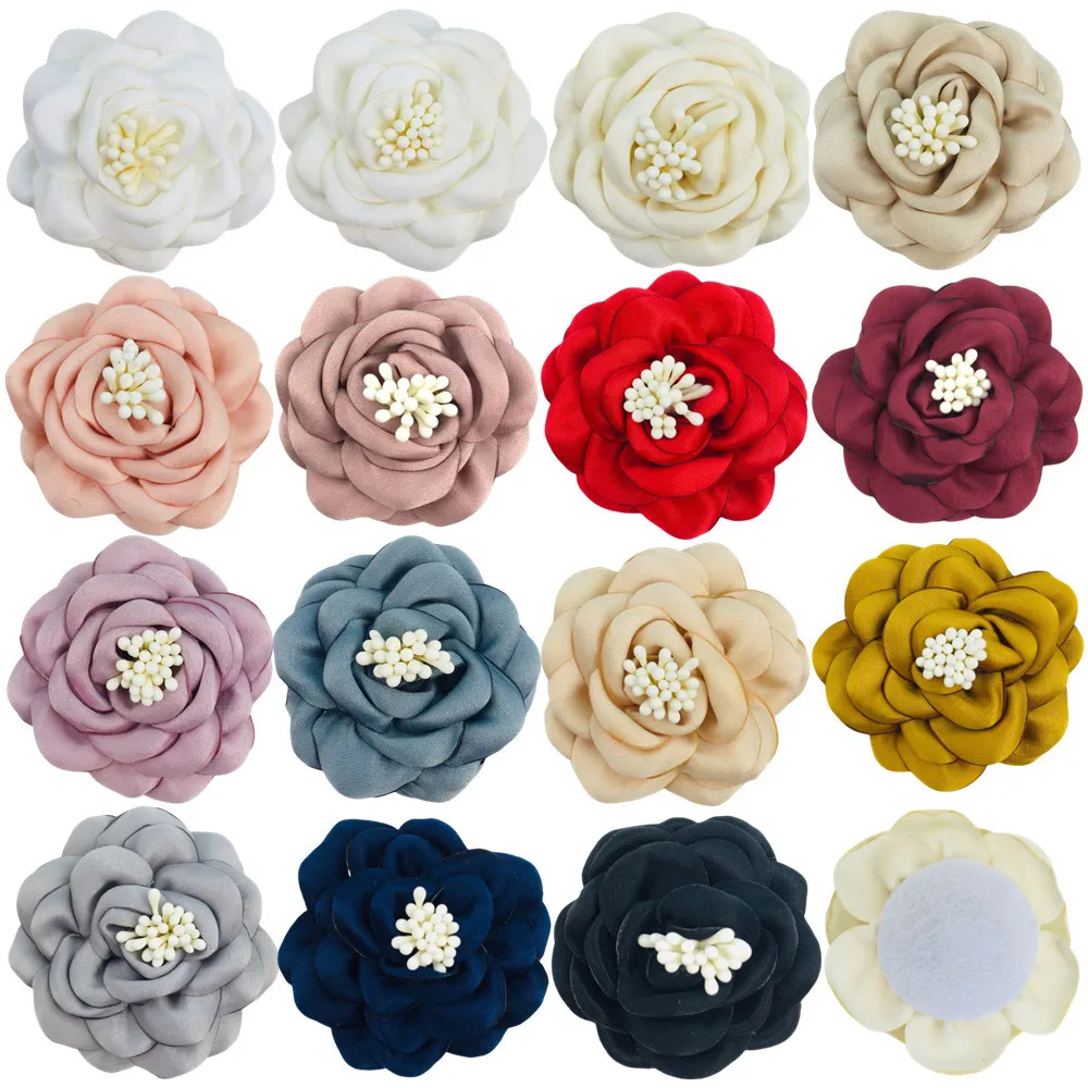 

300pcs 5cm High-end Silk Satin Burnt Edge Flower Fabric Simulation Camellia Can Be Matched With Clothes, Bags, Shoes