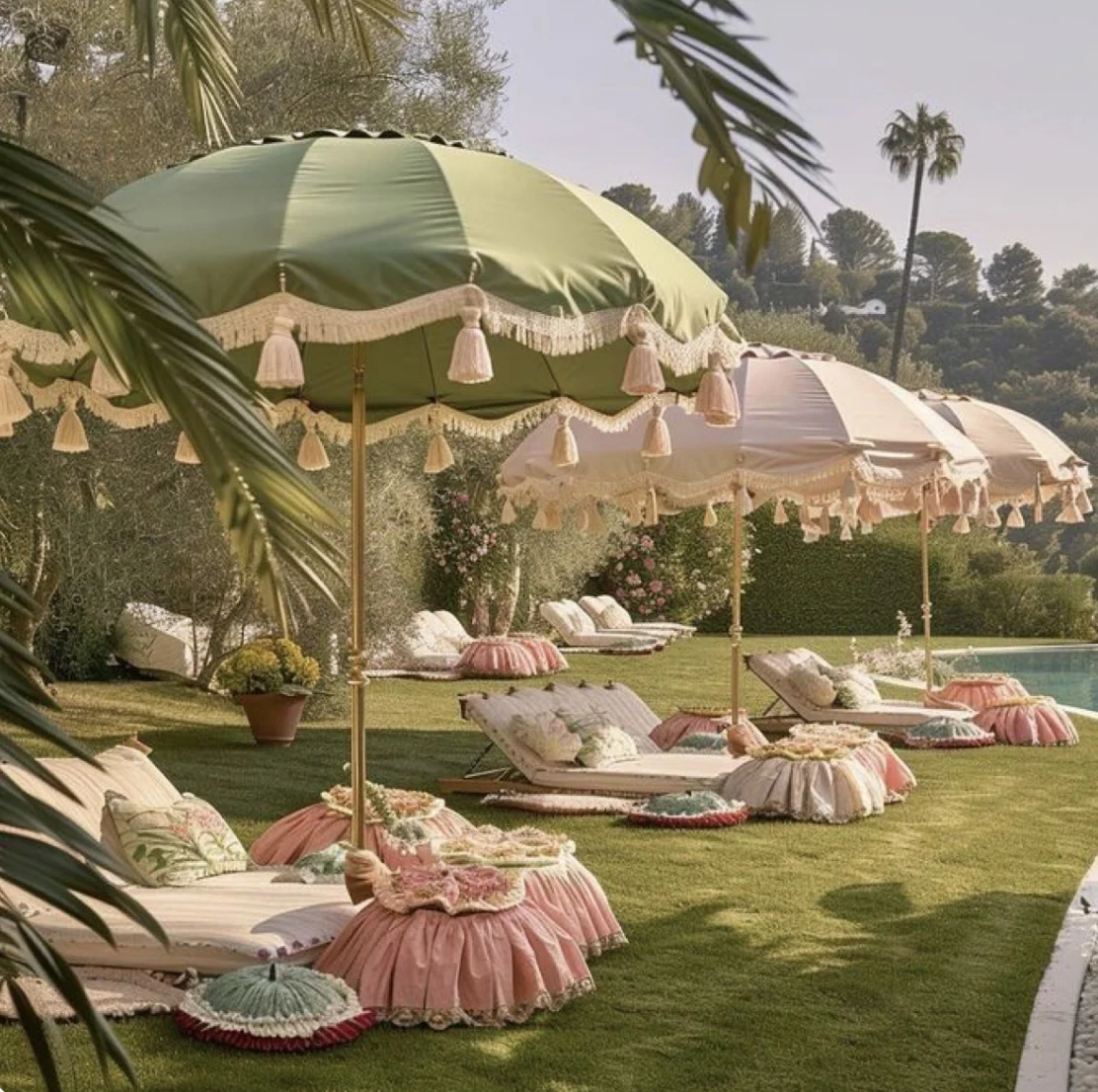 رائجة البيع قماش خشبي مقاوم للماء فناء بركة حديقة خشبية في الهواء الطلق شاطئ مظلة الشمس مع شرابة