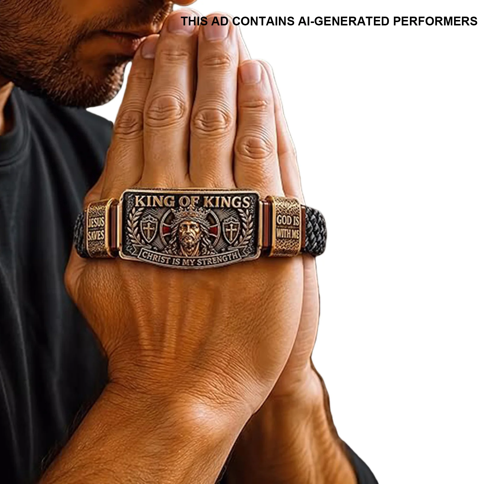 Decorative Faith Bracelet PU Leather Religious Inspirational Wristband Christian Braided Wristbands Gift for Men Husband Dad