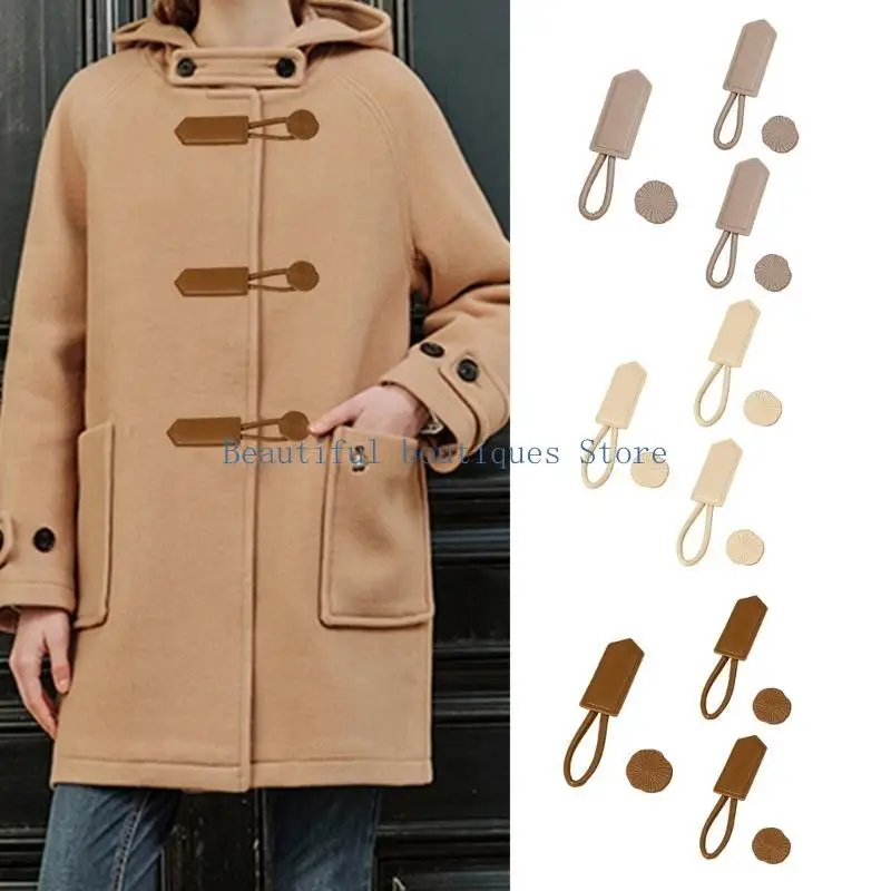 

U4LF 3 лота из высококачественной кожи с пряжками из коровьего рога, дафлкот, куртки с застежками