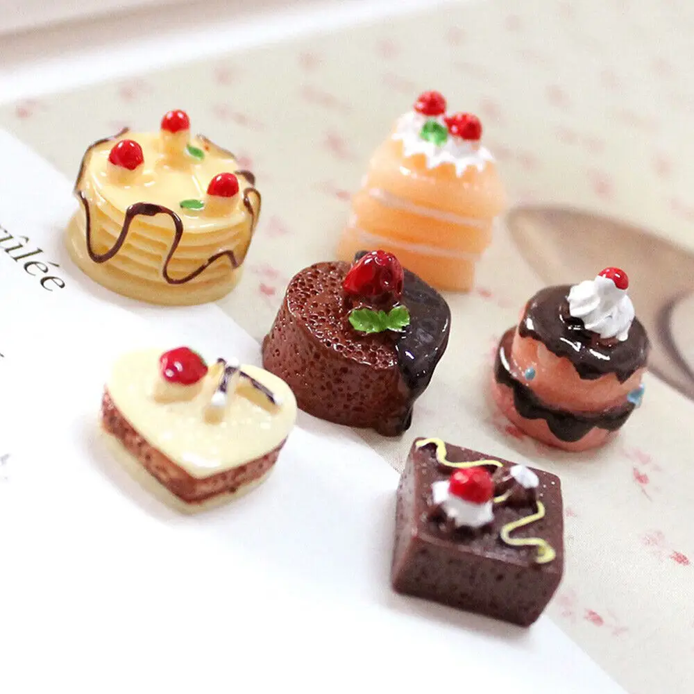 6pcs Dollhouse Mini Cakes Dessert Cupcake Mini Cake Toys Doll Foods Bakery Cake