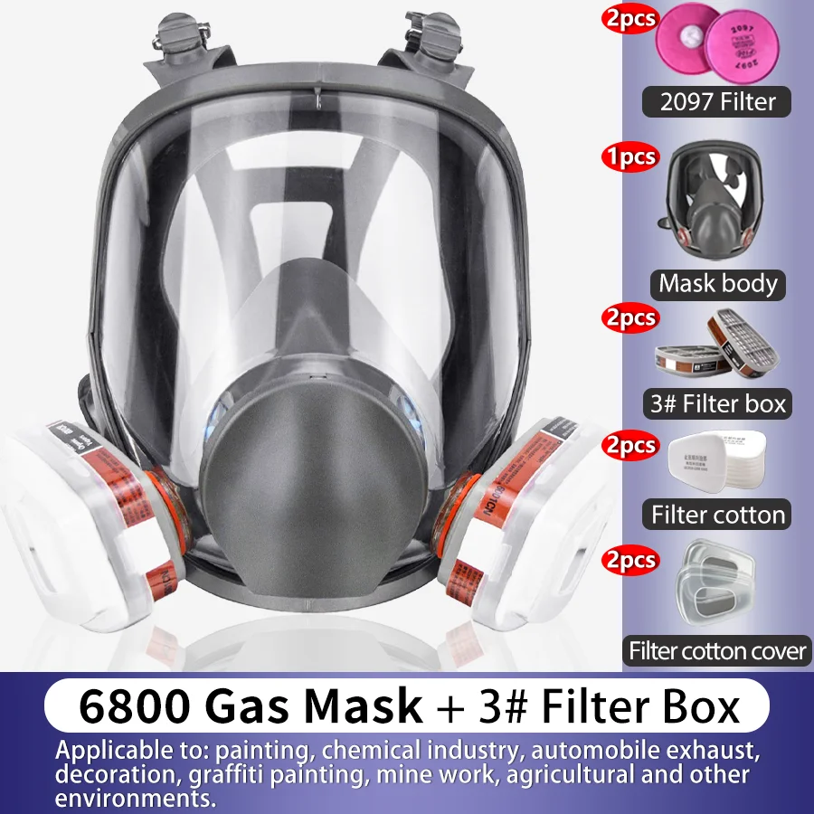 Full face breathing masks and gas masks effectively protect against gases and dust; Suitable for organic gases and vapors