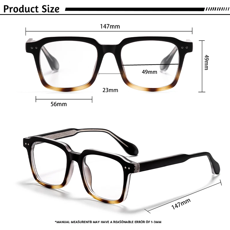 CATERSIDE Retro Quadratische Herren Optische Rahmen Luxus Tempel Tipps Design Federscharnier Gläser Damen Täglich Anti Blaues Licht Gläser – Detail 2