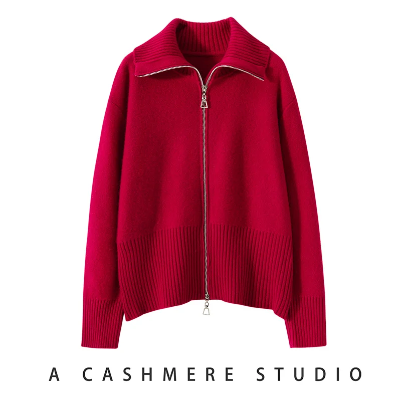 2024 Hot Sale 100% Cashmere Cardigan Women Coat Autumn Winter New Short Jacket Long Sleeve Soft Sweater Female Knitwear Outwear