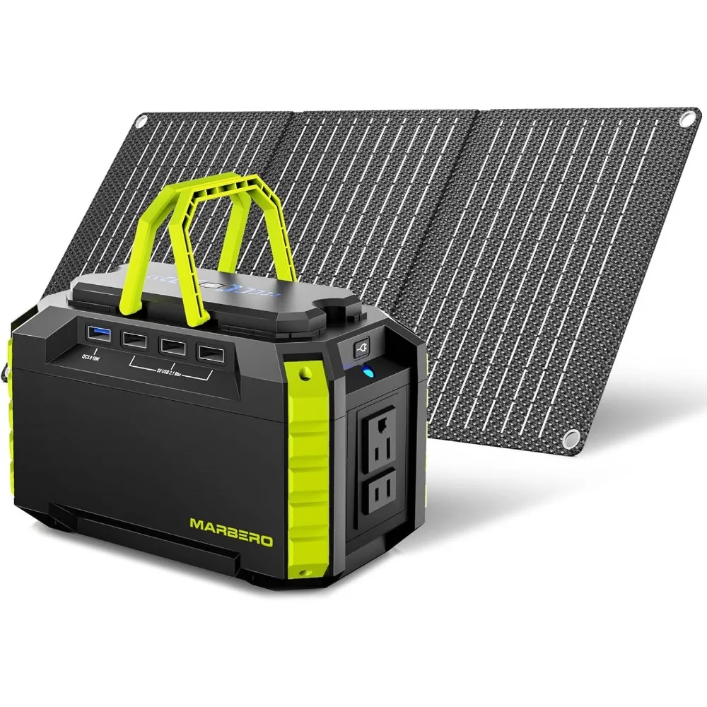 

MARBERO Solar Generator 150W Peak Portable Power Station with Solar Panel Included Camping Power Supply 150Wh