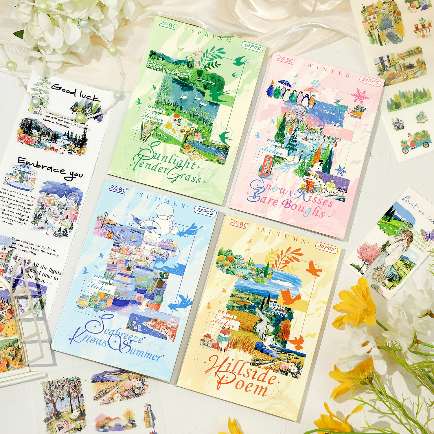 10pcs PET Die Cutting Sticker Book Beautiful Scenery Kawaii Stationery for Scrapbook Diary Stickers Decorative Office Supplies