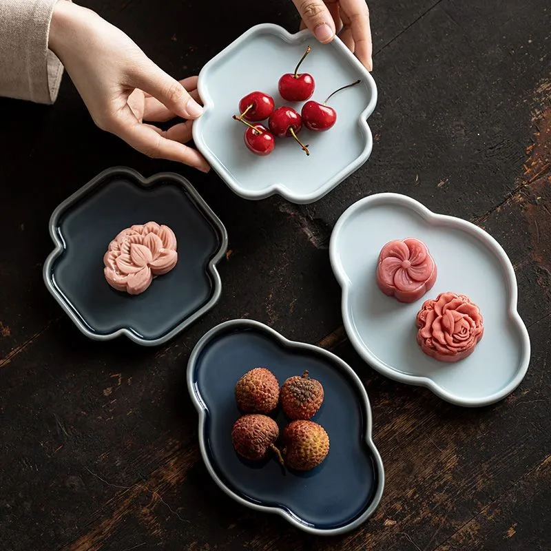 

Chinese Ceramics Tea Plate Zen Style Tea Room Fruit Plate Dim Sum Plate Home Dessert Snack Plate Fruit Cake Moon Cake PlateZF735