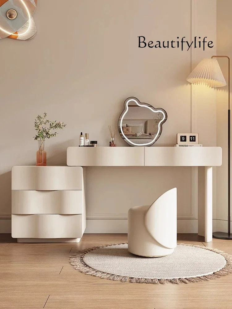 Dresser makeup bedroom integrated simple modern new high-end light luxury bay window small cream chest