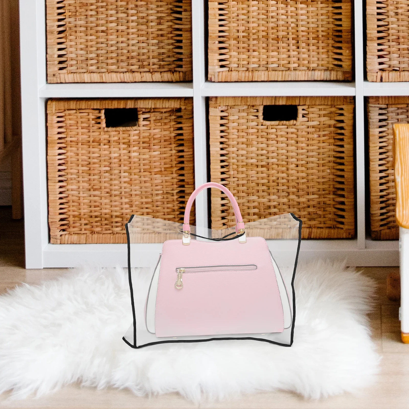 

Clear Tote Bag Protector Waterproof Design Dustproof Cover for Handbags and Purses All Weather Protection with Strong Edges