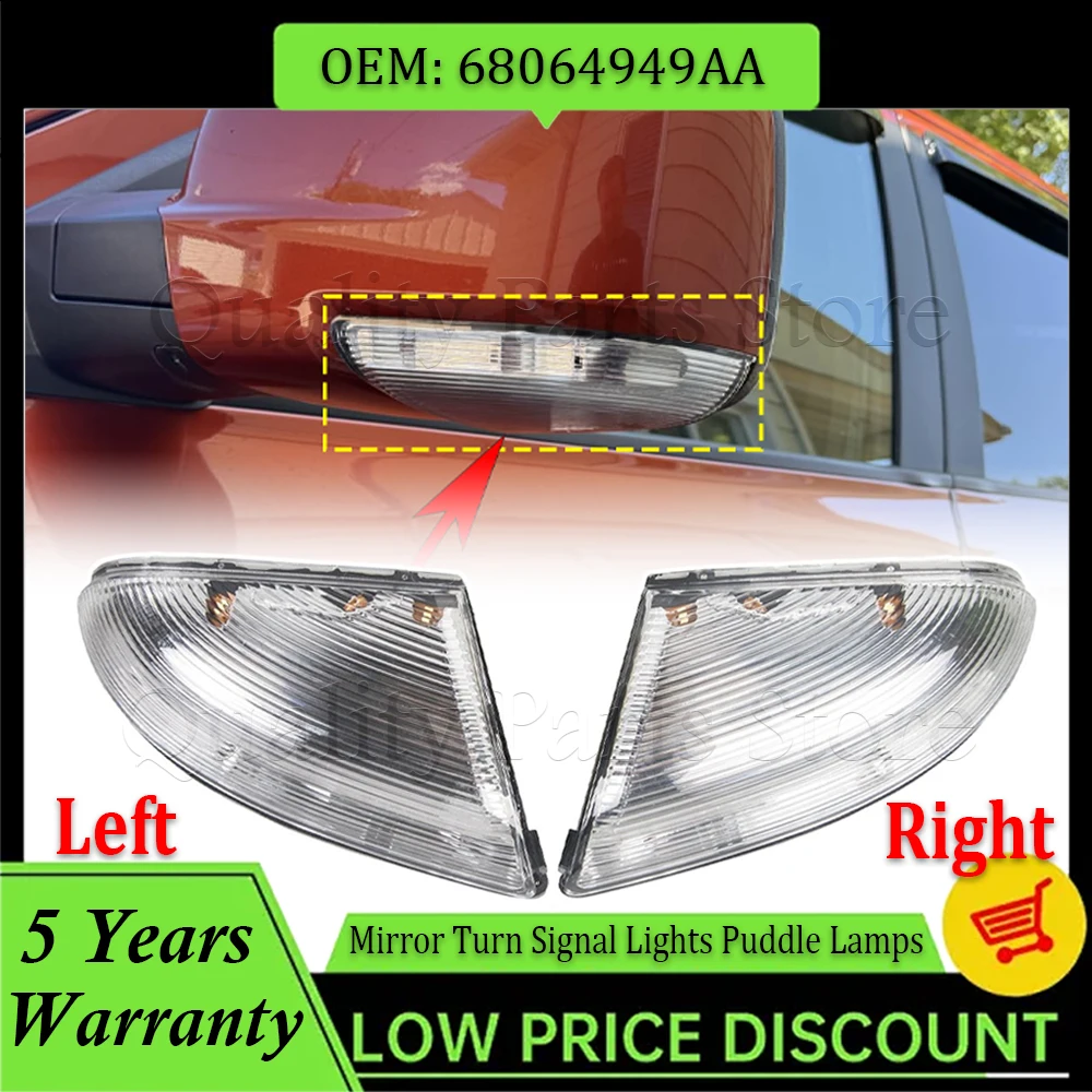 For Dodge Ram 1500 2500 Front Mirror Turn Signal Puddle Light,Side Marker LED Light Lamp Assembly 1/2PCS 68064949AA 68064948AA