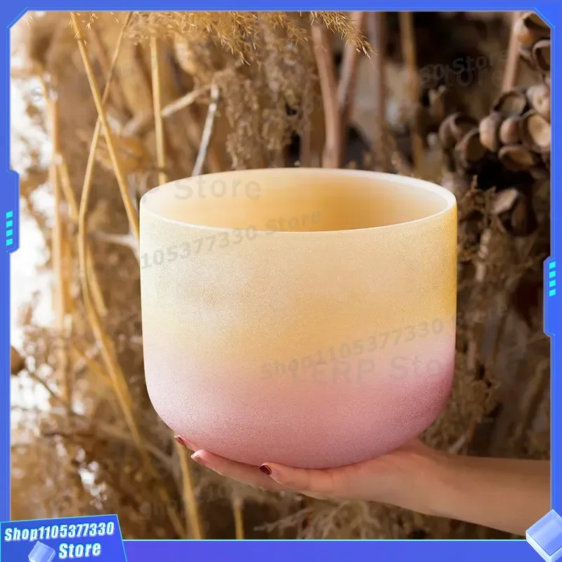 Pink Crystal Singing Bowl Imitation Gold Rose Design Yoga Meditation Sound Therapy Stress Relief Feng Shui Home Decor Music