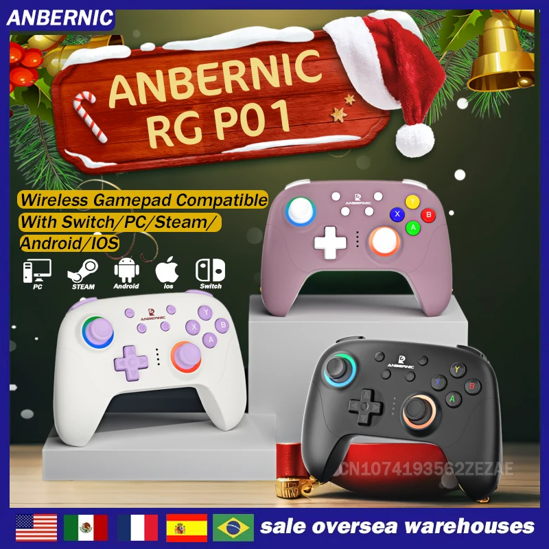 ANBERNIC RG P01 GamepadBluetooth 5.3/Wired/2.4G Wireless Gamepad Compatible With Switch/PC/Steam/Android/IOS With Hall Effect Jo