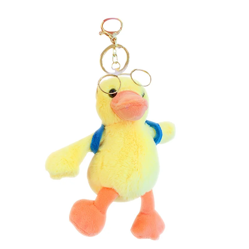 Animais de pelúcia Chaveiro de pelúcia Óculos fofos Brinquedos de boneca de pato Pingente de mochila Saco Keychain Acessórios de livros Saco de livro