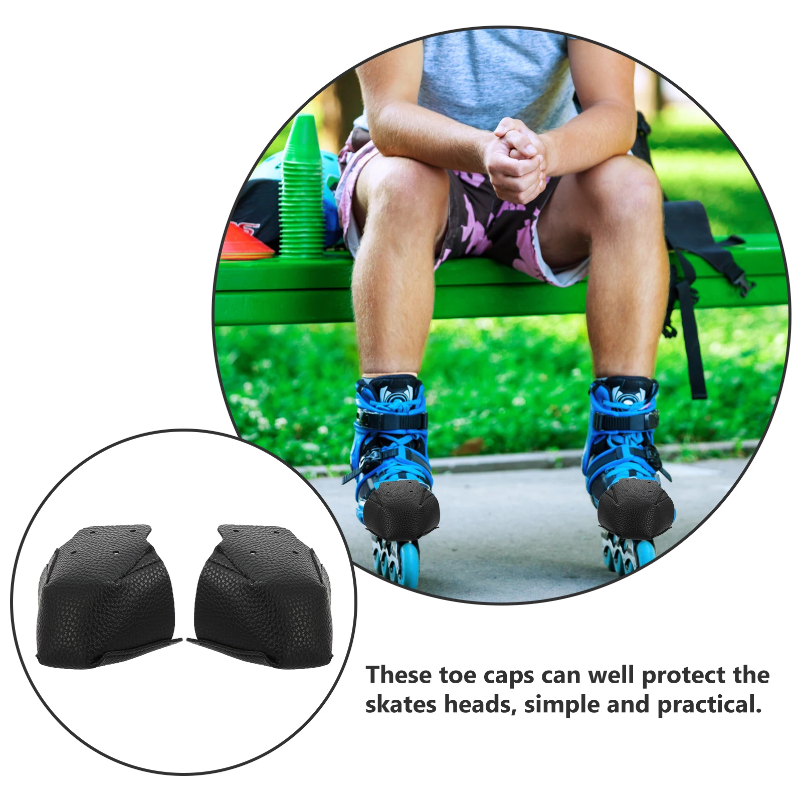 

Skate Blade Covers Boots Shoe Protective Sleeve For Black Toe Protector Replaceable Roller Skates Toe Caps 4 Holes Lace