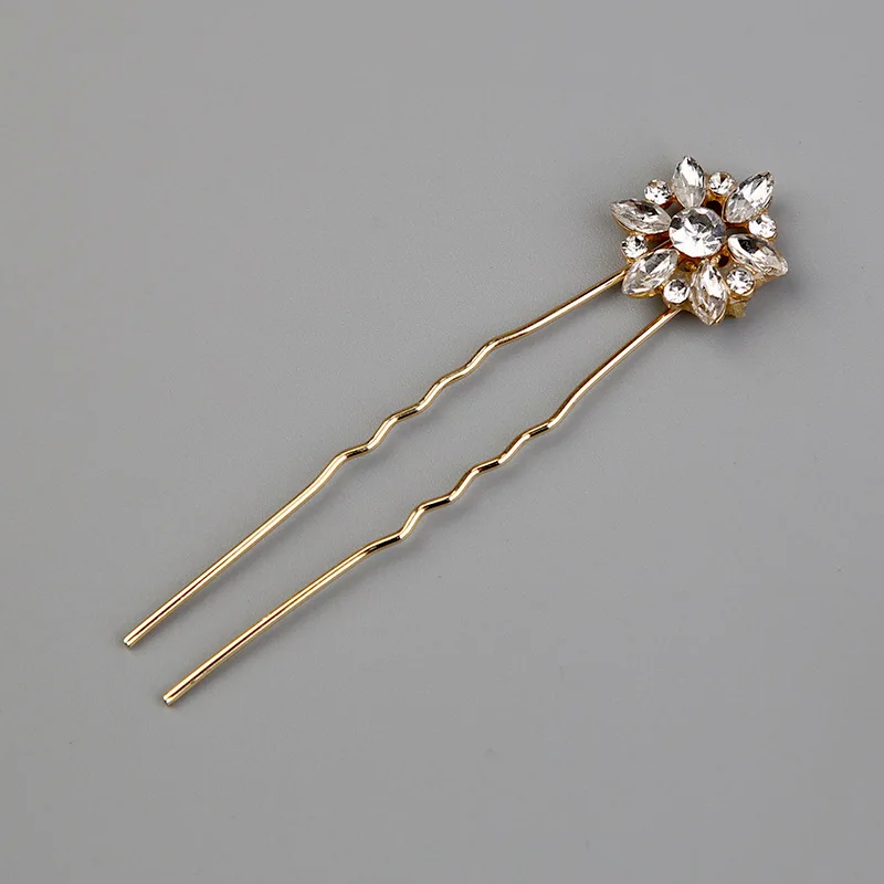 Bridal Rhinestone Hairpin Crown Tiara Wedding Hair Plug Accessories Wedding Jewelry Bride Hairpin Comb Fork