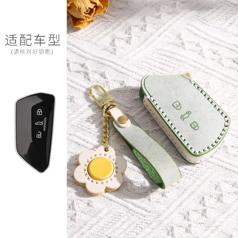 

Чехол для ключей из натуральной кожи с дистанционным управлением для Volkswagen Golf 2022 8rline 8th Id43 Id6crozz, автомобильные аксессуары, держатель для ключей